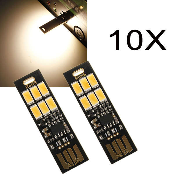 10X1W 50LM Warm White Touch Switch USB Mobile Power Camping LED Light Lamp