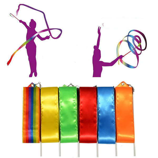 Children Colorful Gymnastic Ribbons Rock Dancing Ribbon Sticks