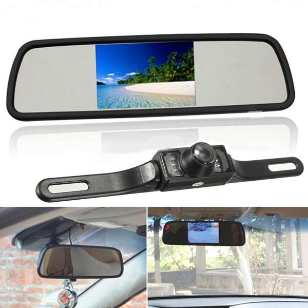 12V Car TFT LCD Monitor Mirror Wireless Reversing Rear View Backup Camera
