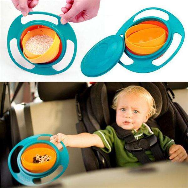 Non Spill Feeding Toddler Gyro Bowl 360 Rotating Baby Kids Avoid Food Spilling UFO