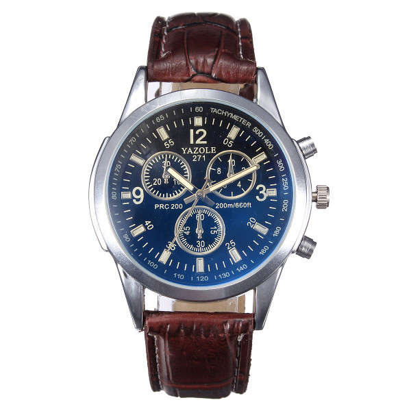 YAZOLE 271 Men PU Leather Band Live Waterproof Quartz Watch