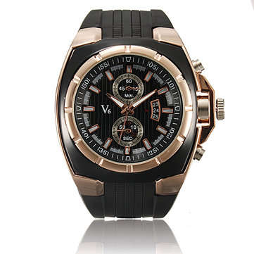 Men Fashion Big Dial Silicone Band Wrist Quartz Watch