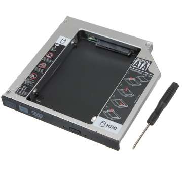 Aluminum Universal SATA 2nd HDD Caddy 12.7 mm 2.5" Case Hard Drive Enclosure - LOCAL STOCK