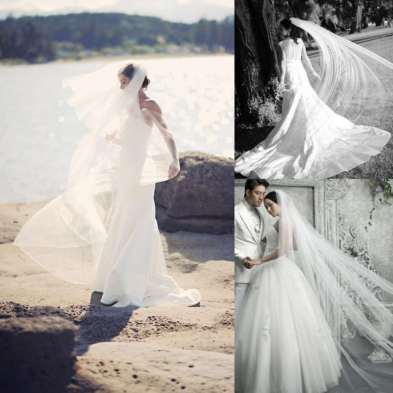 MILKY ROMANTIC WHITE WEDDING BRIDE'S VEIL WITH COMB - BRIDAL VEIL - APPROX 2 METRES