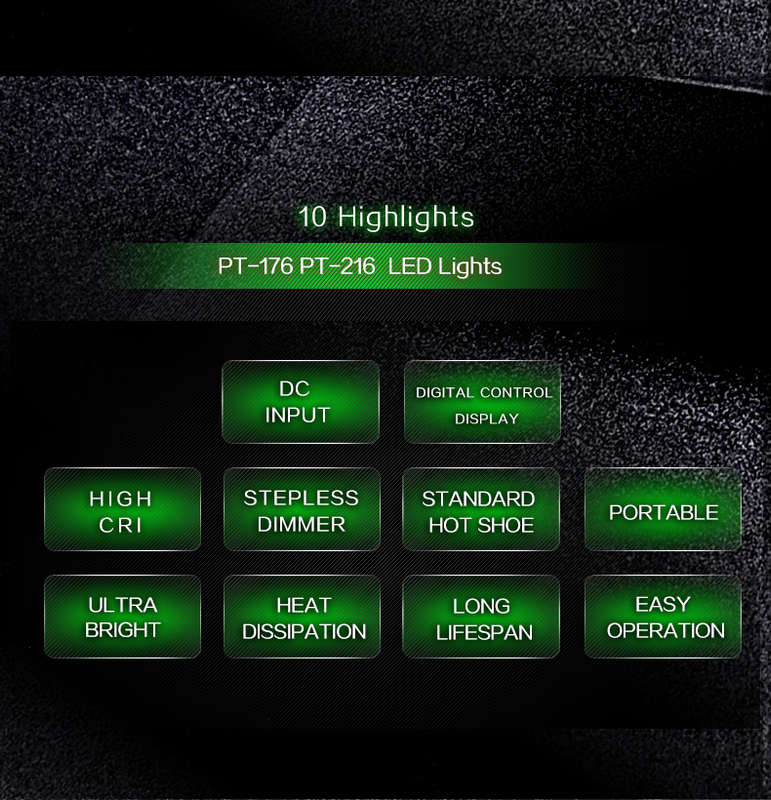 TOLIFO PT-176S LED Camera Video Light Bi-color Temperature Adjustable Photography for DSLR Camera -