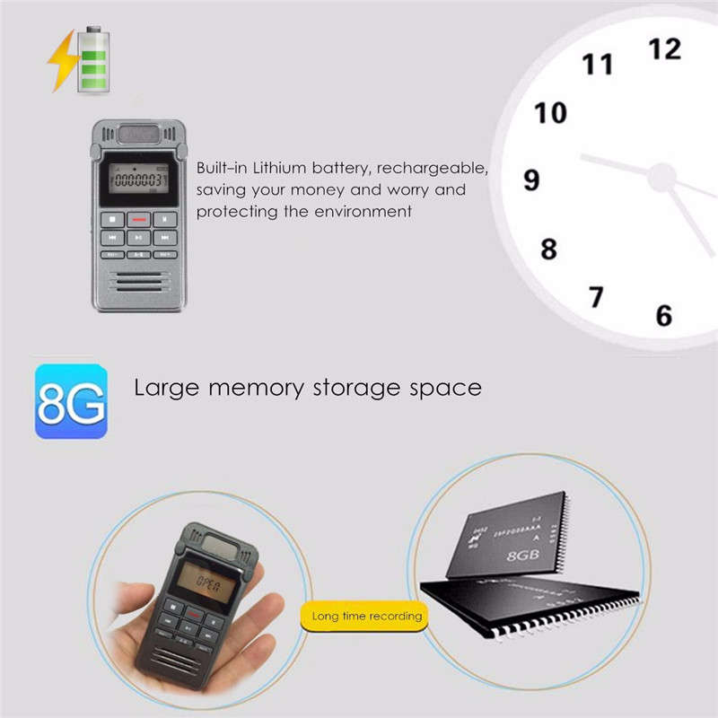 560 hrs Record Time LCD Digital Voice Rechargeable Audio Smart Recorder Dictaphone With MP3 Player