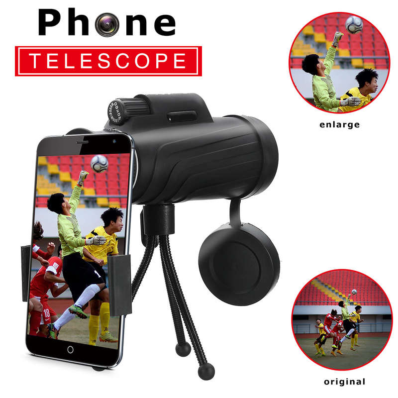 PANDA 40X60 HD Zoom Lens Camping Travel Waterproof Monocular Telescope+Tripod+Clip for Cell Phone -