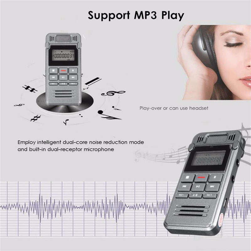 560 hrs Record Time LCD Digital Voice Rechargeable Audio Smart Recorder Dictaphone With MP3 Player