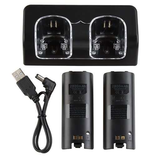New Charger Dock + 2 x Battery for Nintendo Wii Remote - 0.23kg