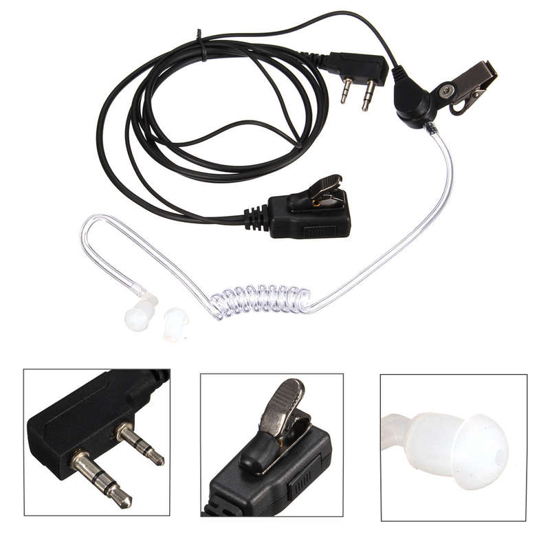 2 Pin Flexible Acoustic Tube Mic Earphone for Baofeng Kenwood Retevis TYT Walkie Talkie Two Way