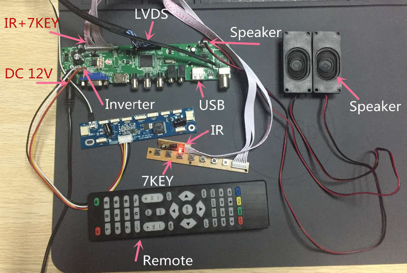 V56 Universal LCD TV Controller Driver Board PC/VGA/HD/USB Interface - 0.25kg