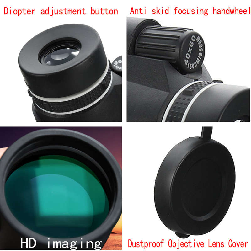 PANDA 40X60 HD Zoom Lens Camping Travel Waterproof Monocular Telescope+Tripod+Clip for Cell Phone -