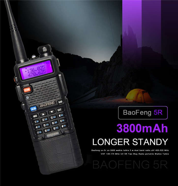 Upgrade BaoFeng UV-5R Walkie Talkie VH/UHF Dual Band Two Way Radio Transceiver 3800mah Battery -