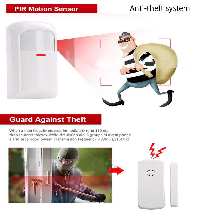 LCD Wireless GSM Home Burglar Alarm System Motion / Door Window Sensor Security - 0.87kg