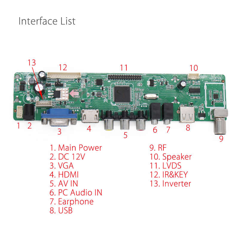 V56 Universal LCD TV Controller Driver Board PC/VGA/HD/USB Interface - 0.25kg