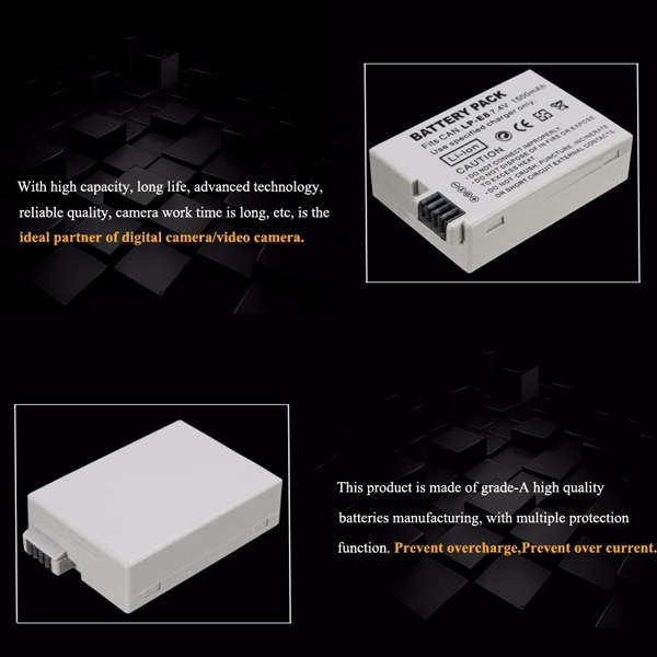 LP-E8 7.4V 1500mAh Rechargeable Camera Battery Pack for Canon 550D 600D 650D 700D - 0.03kg