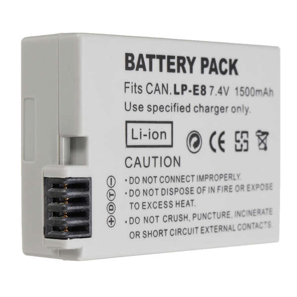 LP-E8 7.4V 1500mAh Rechargeable Camera Battery Pack for Canon 550D 600D 650D 700D - 0.03kg