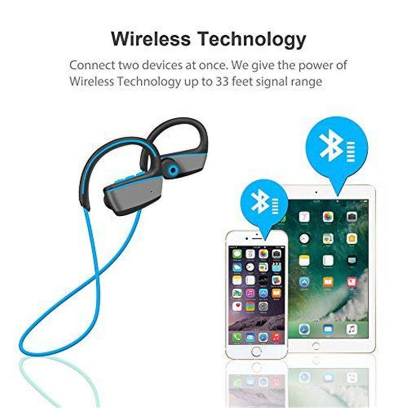 IPX7 Waterproof Wireless Bluetooth Earphone Noise Cancelling Stereo Swimming Sports Headphone -