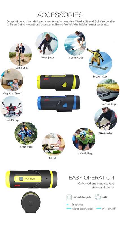 Warrior XM-JPG1-1 Sports Action Camera DV WiFi Waterproof G-Sensor 7 Hours Continuous Recording