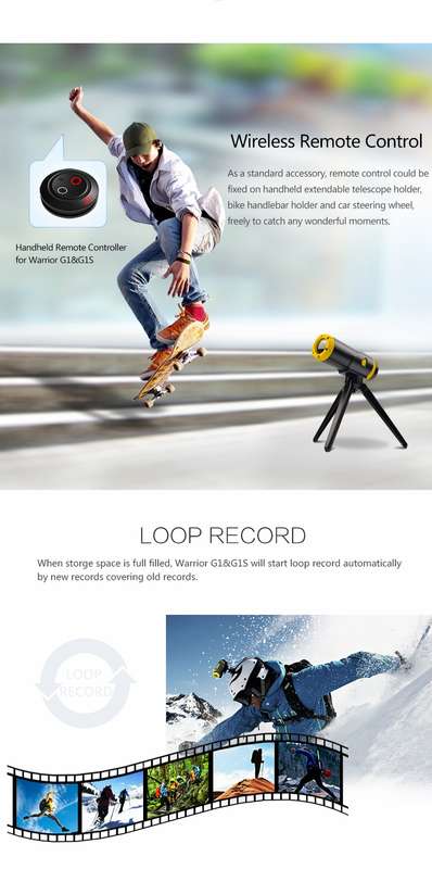 Warrior XM-JPG1-1 Sports Action Camera DV WiFi Waterproof G-Sensor 7 Hours Continuous Recording