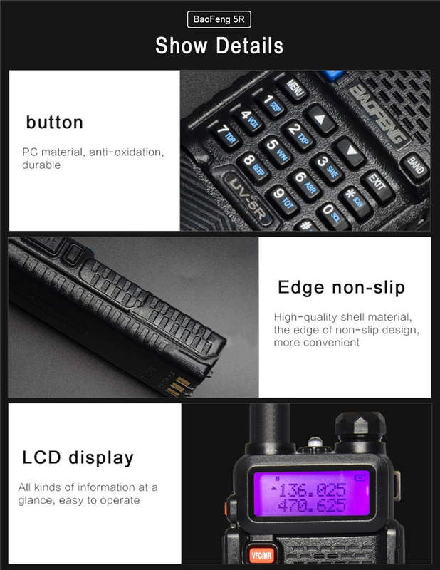 Upgrade BaoFeng UV-5R Walkie Talkie VH/UHF Dual Band Two Way Radio Transceiver 3800mah Battery -