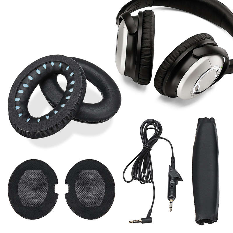 Replacement Headphone EarPads Audio Cable Headband Set for BOSE QuietComfort QC15 - 0.05kg