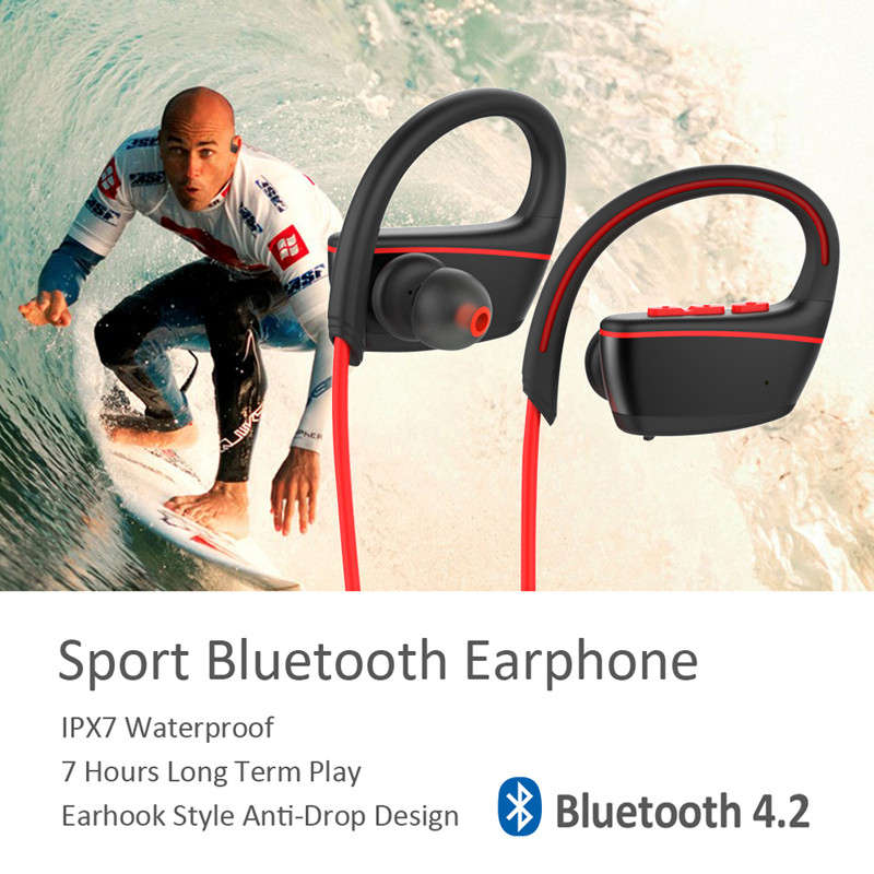 IPX7 Waterproof Wireless Bluetooth Earphone Noise Cancelling Stereo Swimming Sports Headphone -