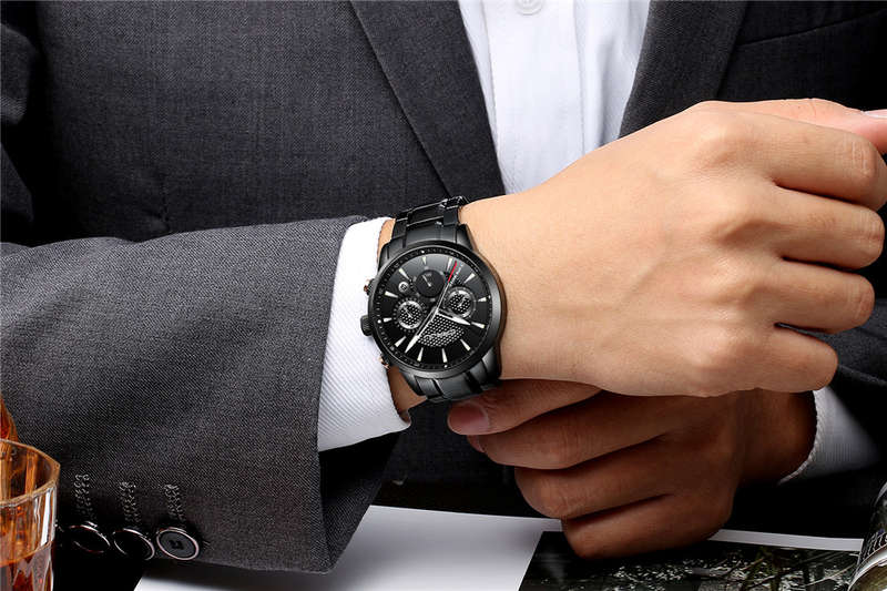 CRRJU 2212 Waterproof Calendar Men Watches Fashionable Stainless Steel Strap Quartz Watch - 0.15kg