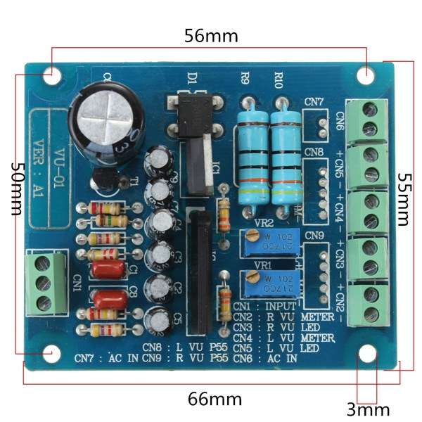 AC 12V Stereo VU Meter Driver Board Amplifier DB Audio Level Input Backlit - 0.04kg