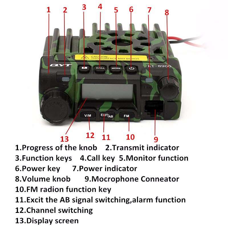 QYT KT-8900 Mini Mobile Radio Dual band V/UHF136-174/400-480MHz Transceiver Camouflage Color -