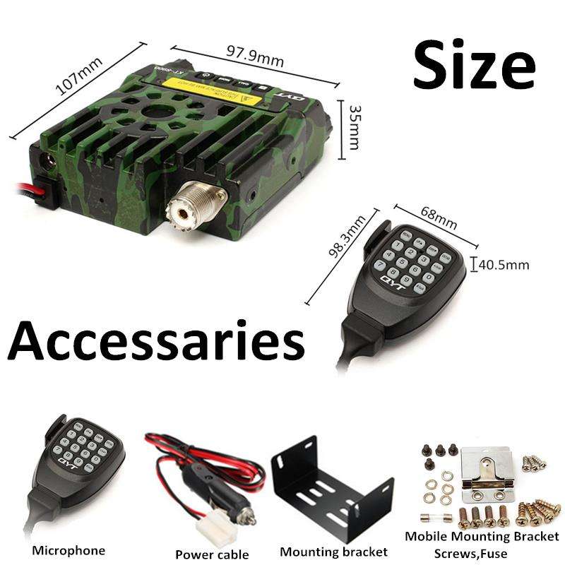 QYT KT-8900 Mini Mobile Radio Dual band V/UHF136-174/400-480MHz Transceiver Camouflage Color -