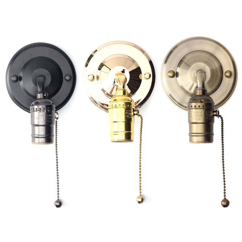 E27 Antique Vintage Wall Light Chain Design Sconce Lamp Bulb Socket Holder Fixture - 0.12kg
