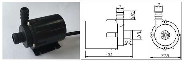 12V 280L/H Water Pump Mini Brushless Water Pump Submersible Motor - 0.07kg