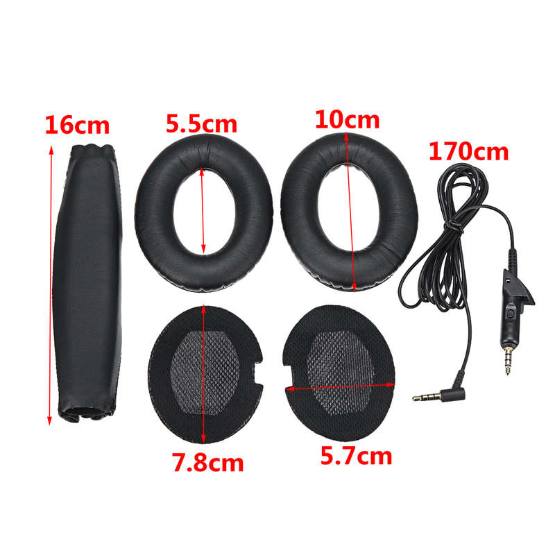 Replacement Headphone EarPads Audio Cable Headband Set for BOSE QuietComfort QC15 - 0.05kg