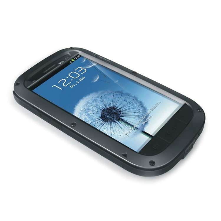 LOVE MEI Metal + Silicone + Gorilla Glass Powerful Defender Case for Samsung Galaxy S3 I9300 - Black