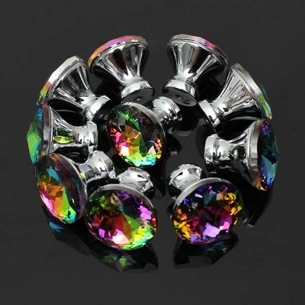 10 Pcs Knobs Handle Glass Cupboard Wardrobe Cabinet Door Drawer Grip 30mm