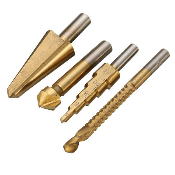 4pcs 6mm Saw Drill Hole Reamer 8-20mm Umbrella Drill 4-12mm Step Drill 12.4mm 90 Degree Chamfering