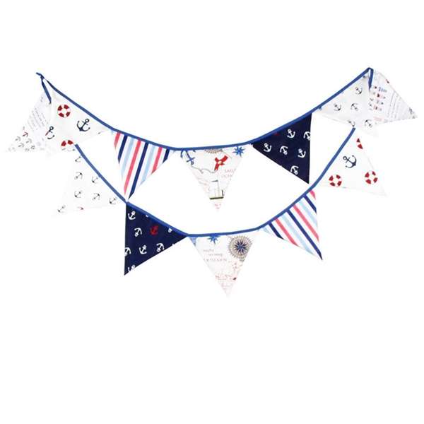 3.2m Pirate Theme Cotton Fabric Bunting Pennant Flags Banner Garland Wedding Birthday Party Decor