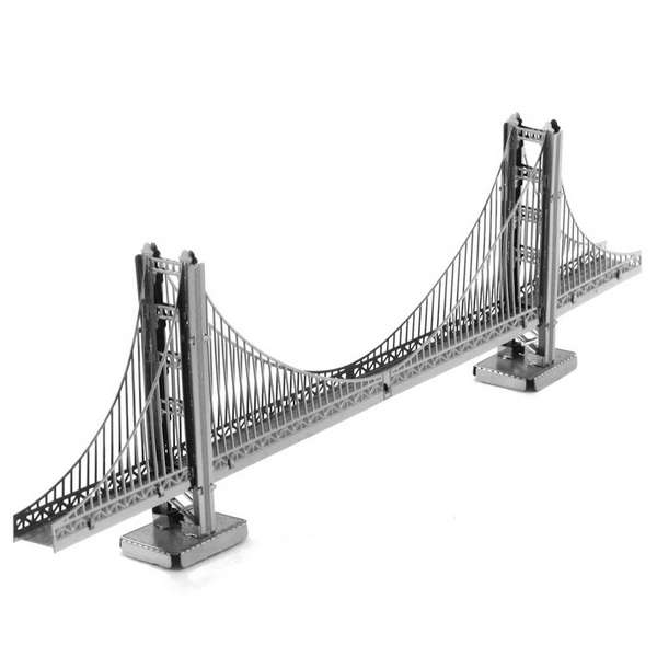 Aipin DIY 3D Puzzle Stainless Steel Model Kit Golden Gate Bridge Silver Color