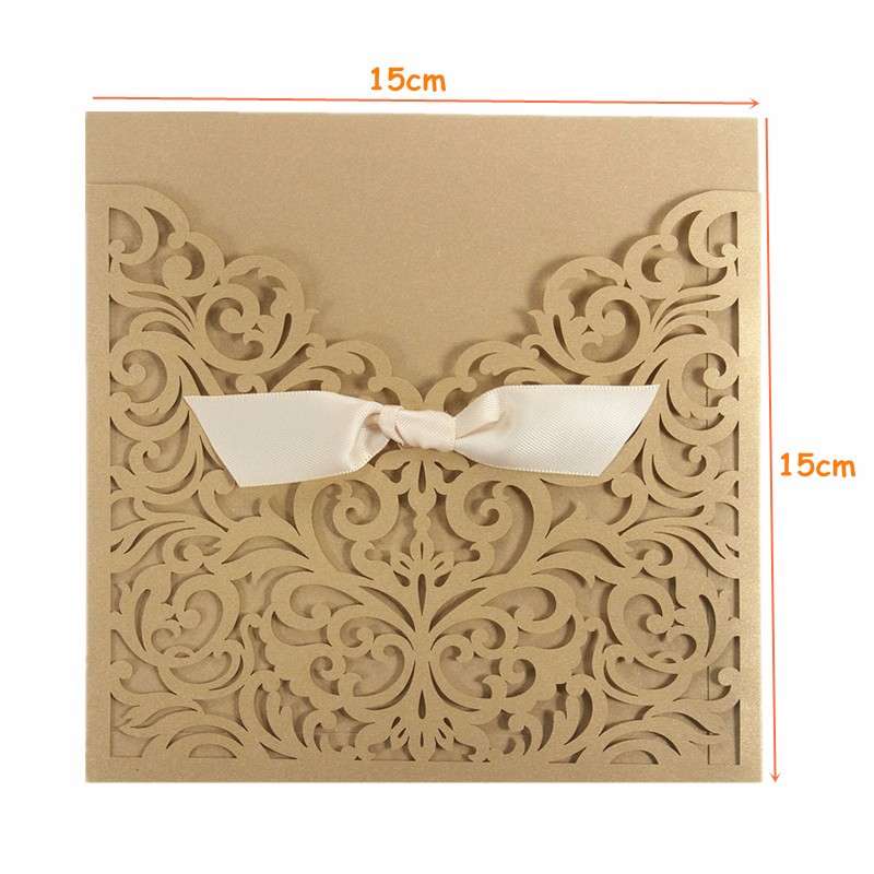10Pcs Laser Cut Hollow Out Wedding Evening Invitations Cards Personalized Envelopes Seals