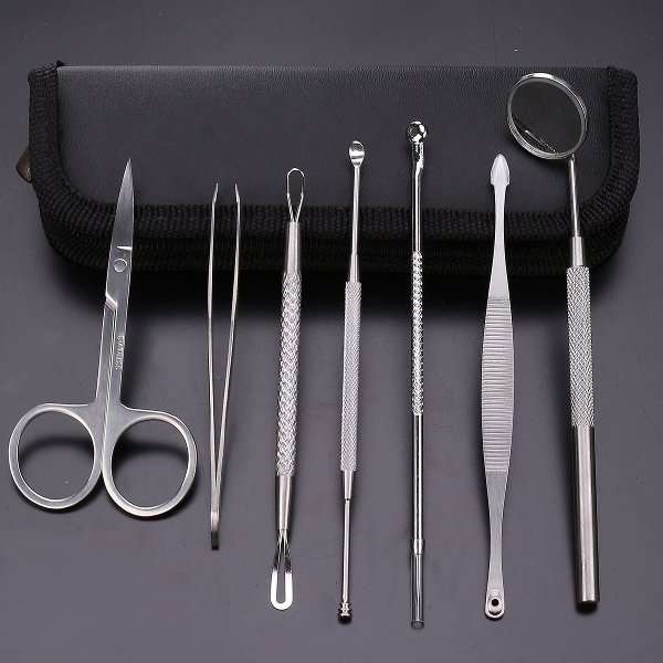 7pcs Multipurpose Stainless Steel Blackhead Comedone Acne Extractor Remover Kit Face Cleaning Tool