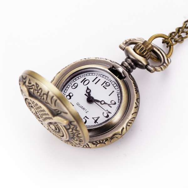 XHB02 Fashion Bronze Pocket Watch Owl Pattern Necklace Vintage Chain Quartz Watch