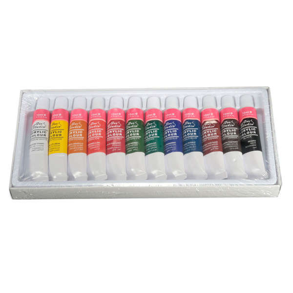 12 Colours 12ml Paint Tubes Draw Painting Acrylic Colour Set For Paintbrush