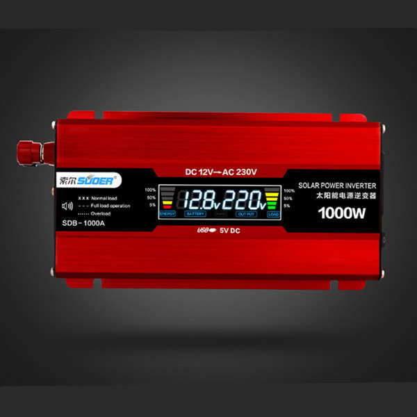 Suoer 1000W LED Display 12V To 220V Solar Car Power PV Inverter Converter USB Port Pure Sine Wave