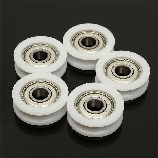 5Pcs 30x8mm U Plastic Embedded 608 Groove Ball Bearings Guide Pulley