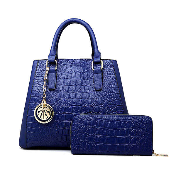 Women Elegant Crocodile Handbags Ladies Crossbody Bags Clutches Card Holder Purse 2Pcs