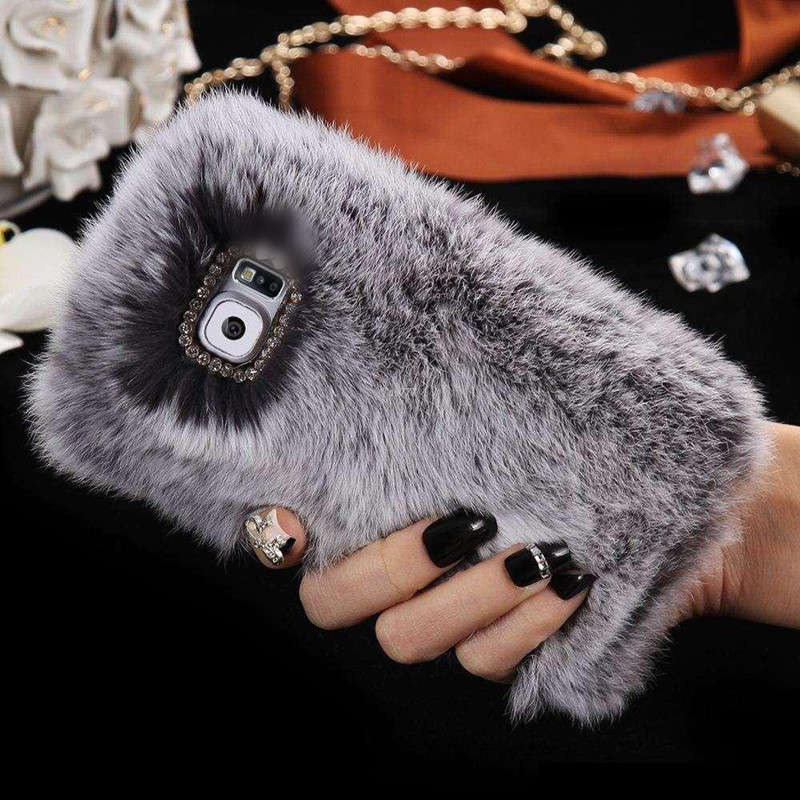 Silky Rabbit Hair Diamond Case Cover For Samsung Galaxy S7 Edge