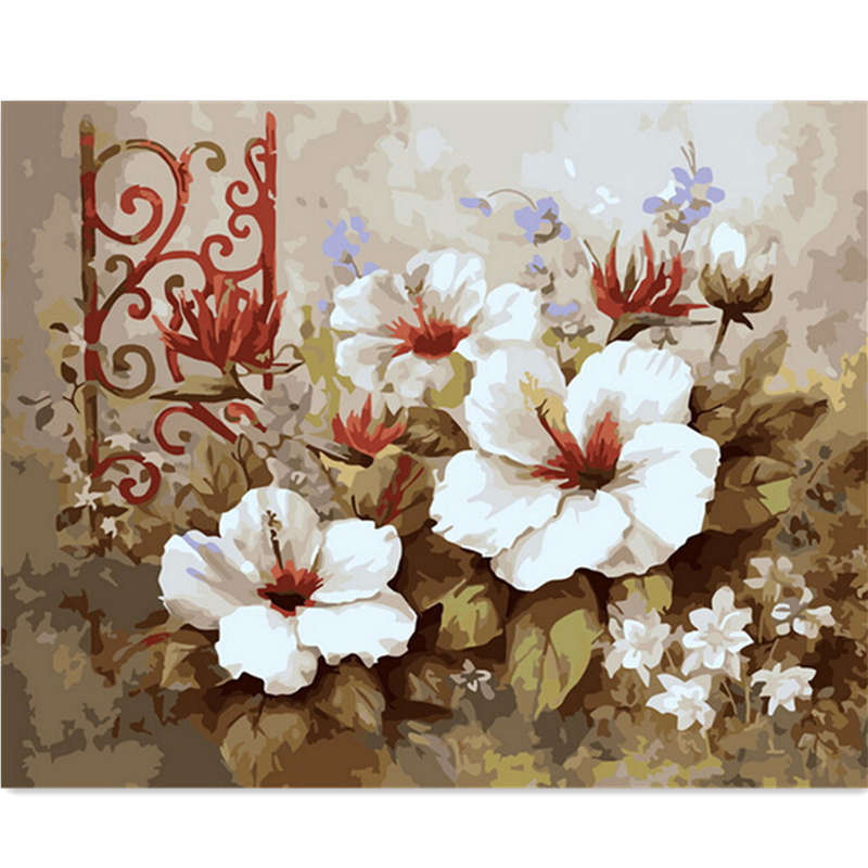 DIY Painting Numbers Kit Oil Painting Frameless Picture Digital Lily Flower Drawing Wall Decor
