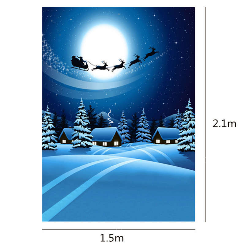 7X5FT Christmas Deer Sled Snow Studio Backdrop Photography Prop Photo Background