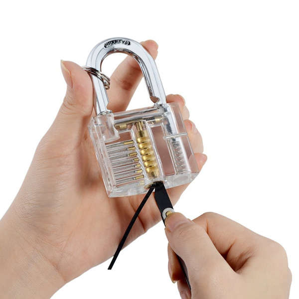 Transparent Practice Padlocks with 12pcs Unlocking Lock Pick Set Key Extractor Tool Lock Pick Tools
